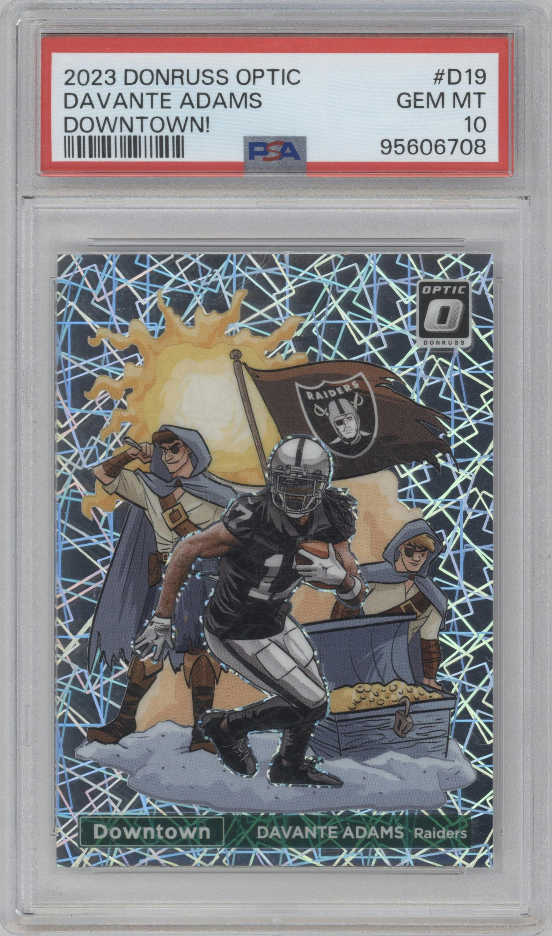 Davante Adams from the 2023 Donruss Optic set graded by PSA and given an overall grade of 10.