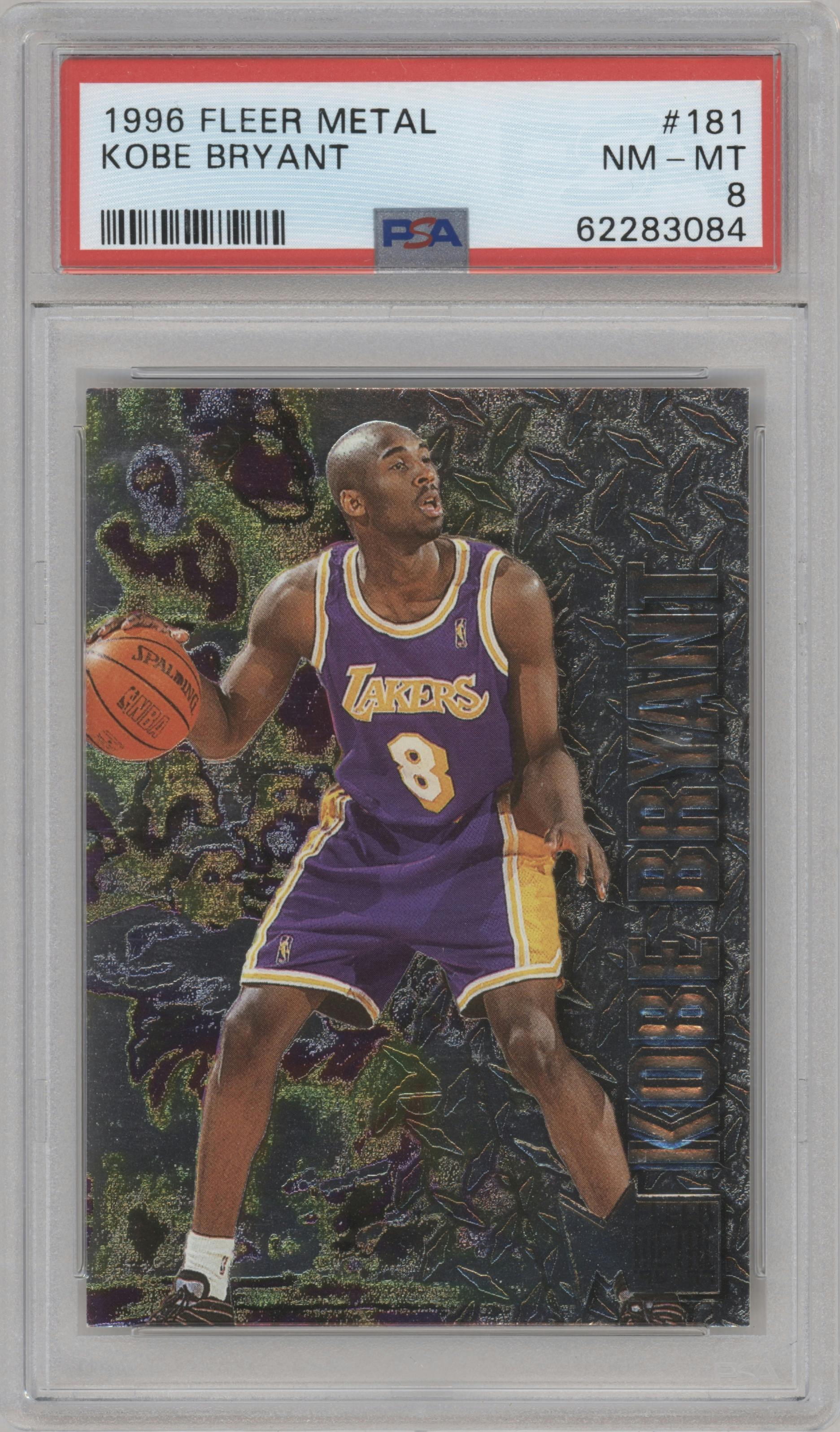Kobe Bryant from the 1996-97 Fleer Metal  set graded by PSA and given an overall grade of 8.