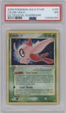 Celebi Gold Star from the 2006 Pokemon EX set graded by PSA and given an overall grade of 7.