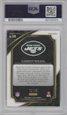  Garrett Wilson from the 2022 Panini Select set featuring a Red Prizm parallel graded by PSA and given an overall grade of 10.