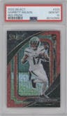  Garrett Wilson from the 2022 Panini Select set featuring a Red Prizm parallel graded by PSA and given an overall grade of 10.