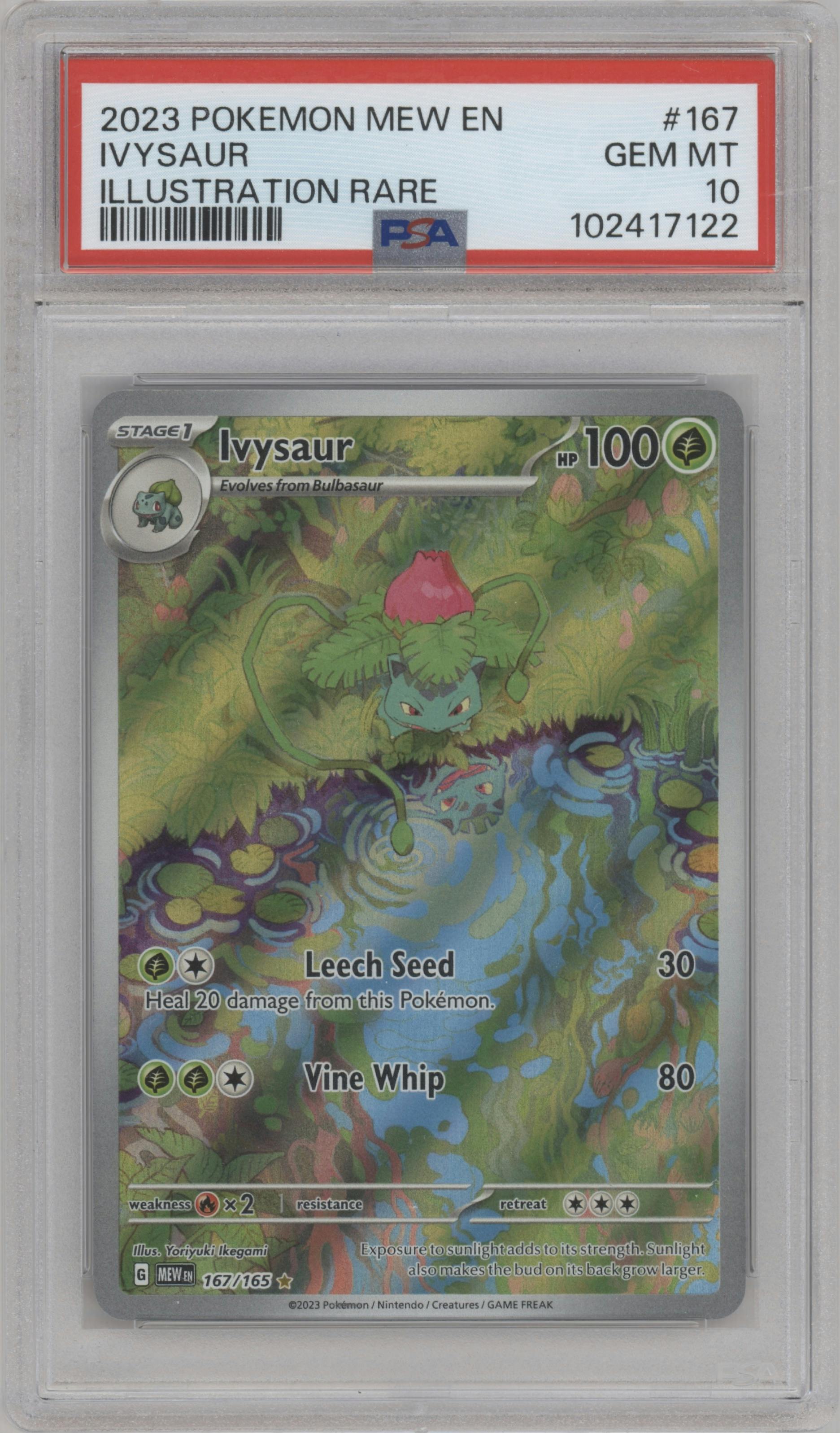 Ivysaur from the 2023 Pokemon SV set graded by PSA and given an overall grade of 10.