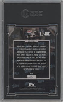 LeBron James from the 2023-24 Topps Now set graded by SGC and given an overall grade of 9.5.