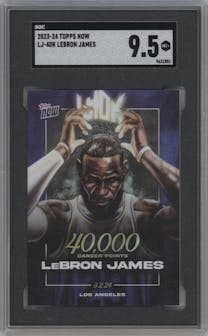 LeBron James from the 2023-24 Topps Now set graded by SGC and given an overall grade of 9.5.