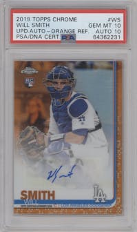 Will Smith from the 2019 Topps Chrome Update set featuring a Orange Refractor parallel graded by PSA and given an overall grade of 10.