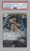 Dylan Lesko from the 2023 Bowman Platinum set graded by PSA and given an overall grade of 10.