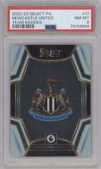 Newcastle United from the 2022-23 Panini Select Premier League set graded by PSA and given an overall grade of 8.