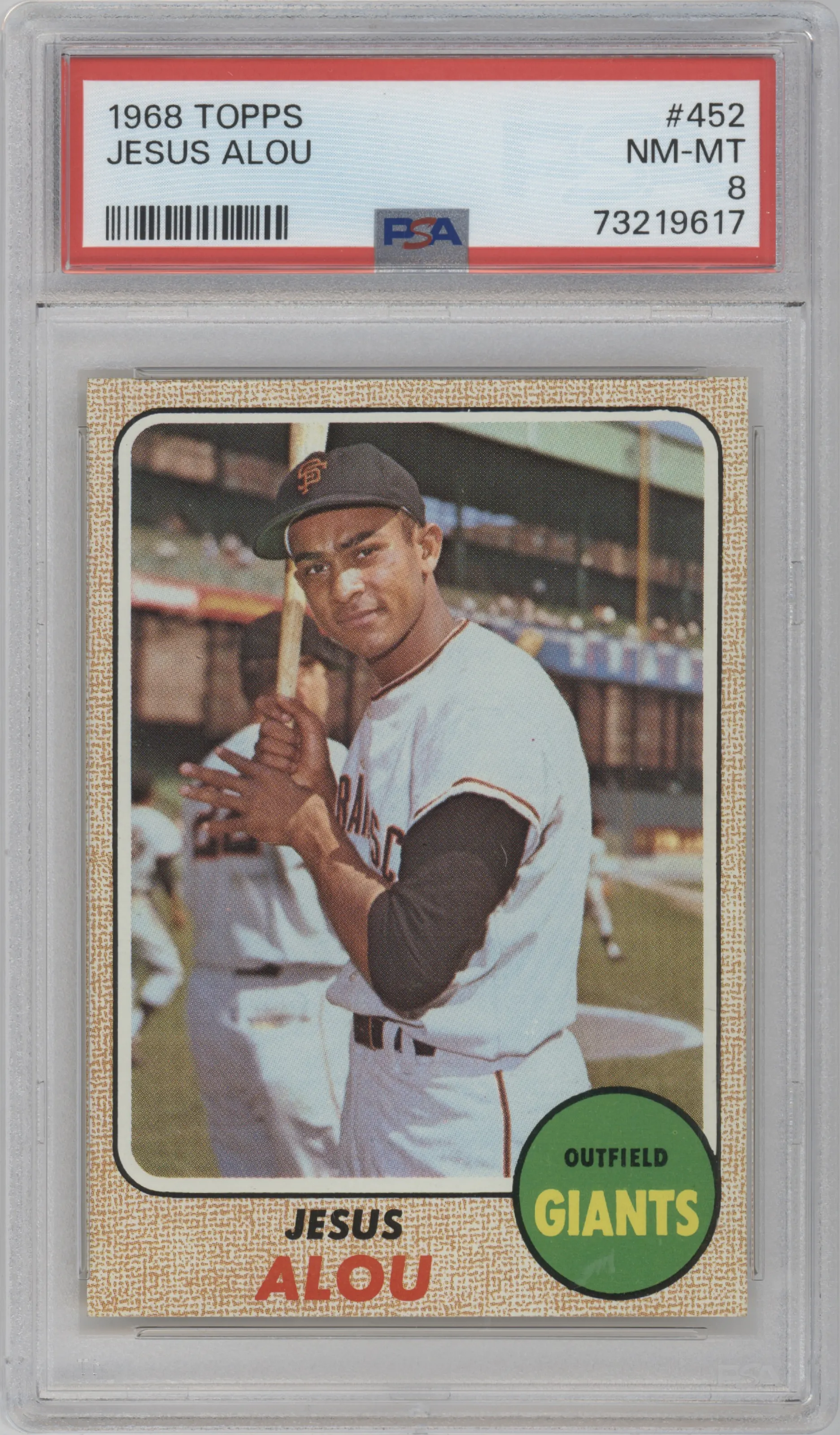 1968 Topps Jesus Alou #452 PSA 8