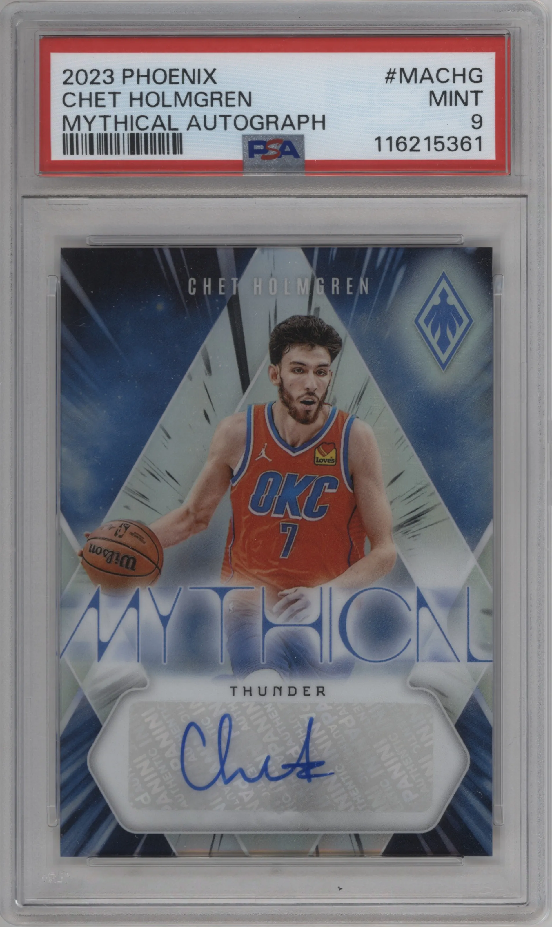 2023 Panini Phoenix Mythical Auto Chet Holmgren #MA-CHG PSA 9