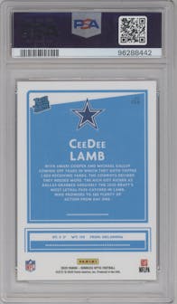 CeeDee Lamb from the 2020 Panini Donruss Optic set graded by PSA and given an overall grade of 9.