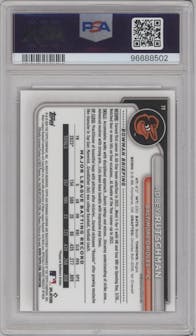 Adley Rutschman from the 2024 Bowman Mega Box set graded by PSA and given an overall grade of 10.
