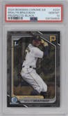 Bralyn Brazoban	 from the 2024 Bowman Chrome Sapphire set featuring a Black parallel graded by PSA and given an overall grade of 10.