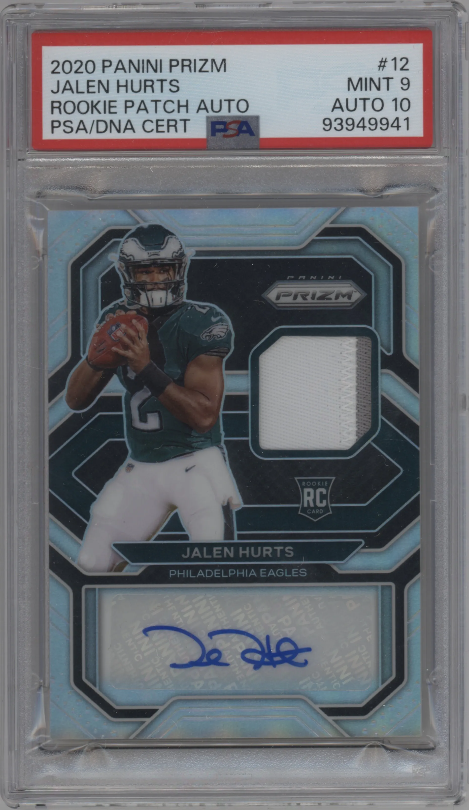 2020 Panini Prizm RPA Jalen Hurts #12 PSA 9