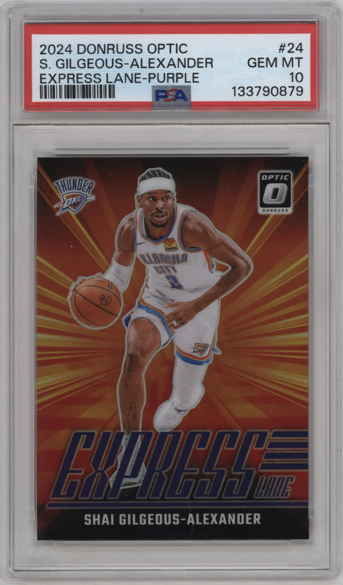 2024 Donruss Optic Express Lane Shai Gilgeous-Alexander Purple PSA 10