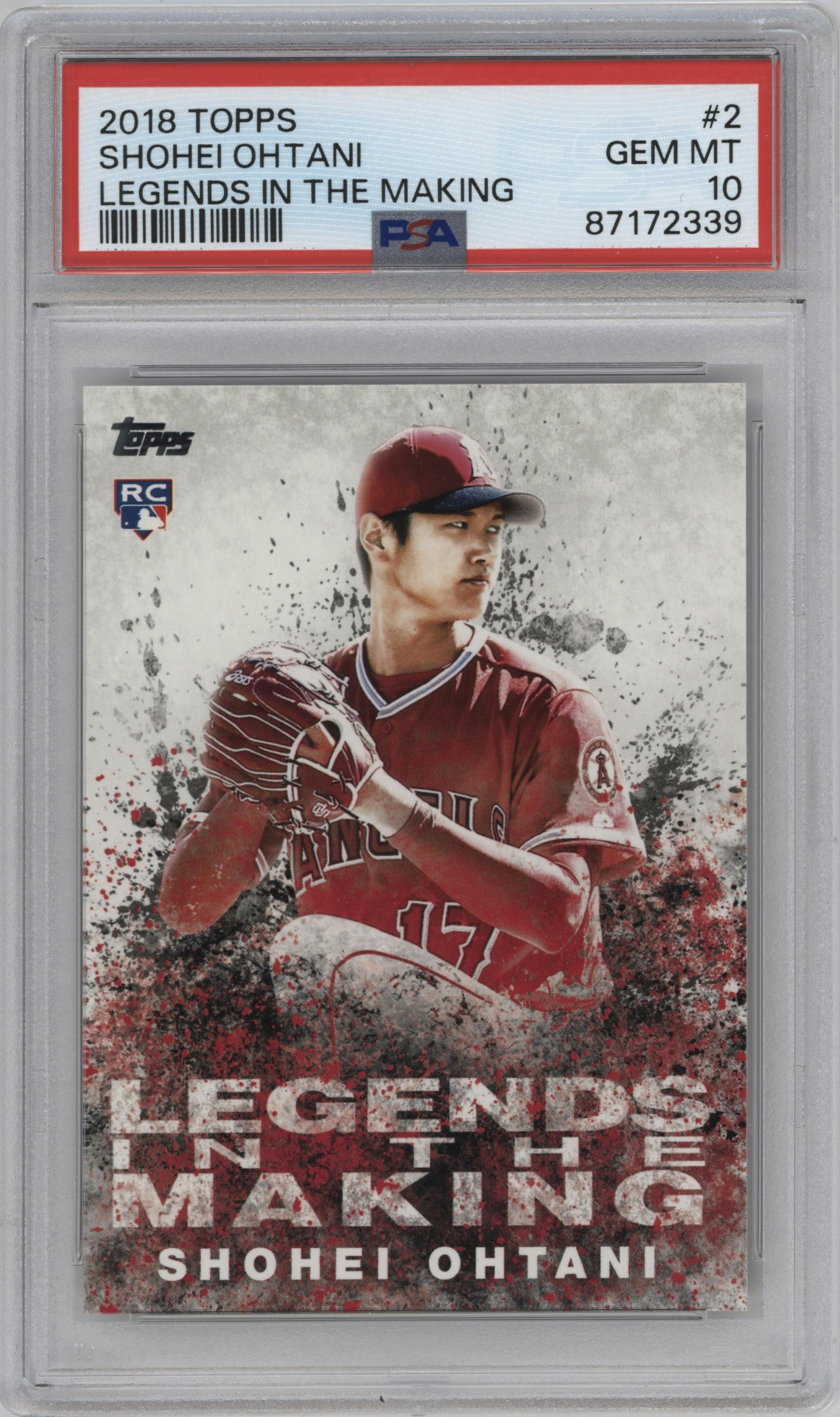 Shohei Ohtani from the 2018 Topps Series 2 set graded by PSA and given an overall grade of 10.