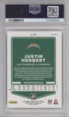 Justin Herbert from the 2021 Panini Donruss Optic set featuring a Fire parallel graded by PSA and given an overall grade of 9.
