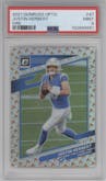 Justin Herbert from the 2021 Panini Donruss Optic set featuring a Fire parallel graded by PSA and given an overall grade of 9.