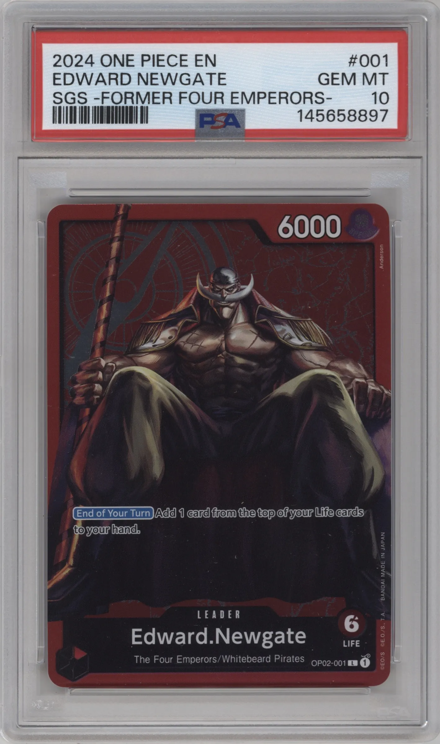 2024 One Piece Special Good Set Edward.Newgate PSA 10