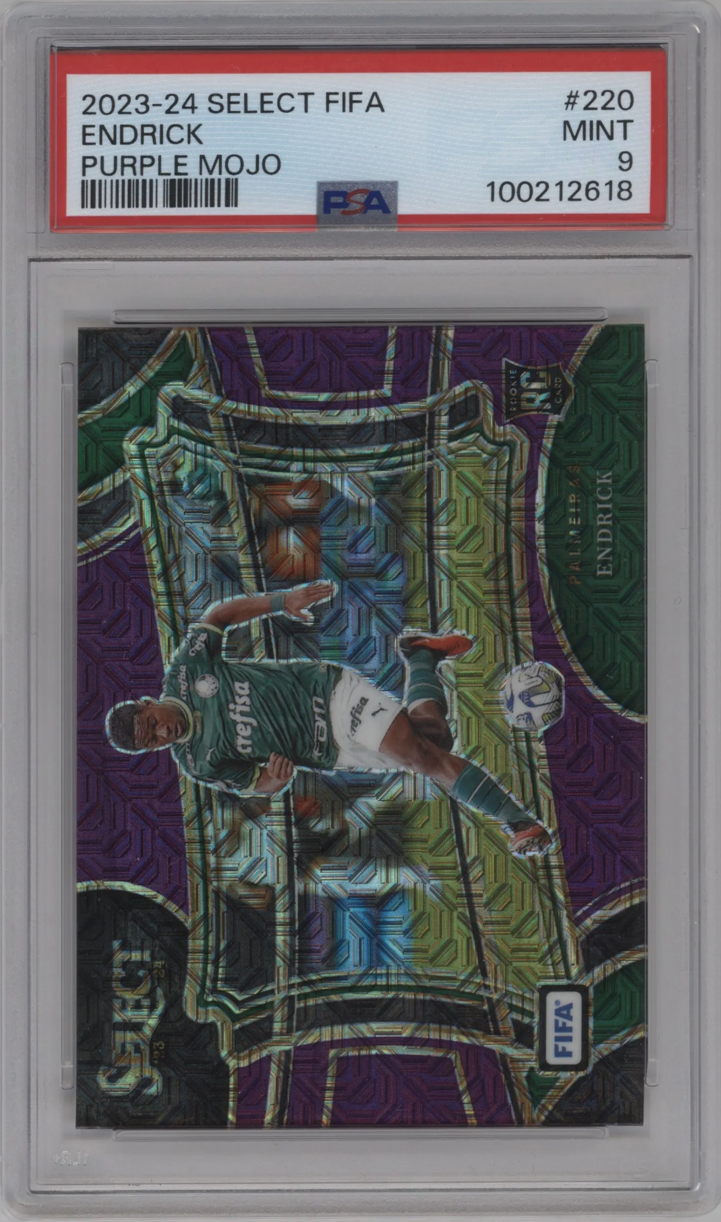 2023 Panini Select FIFA Field Lvl. Endrick Purple Mojo #220 PSA 9