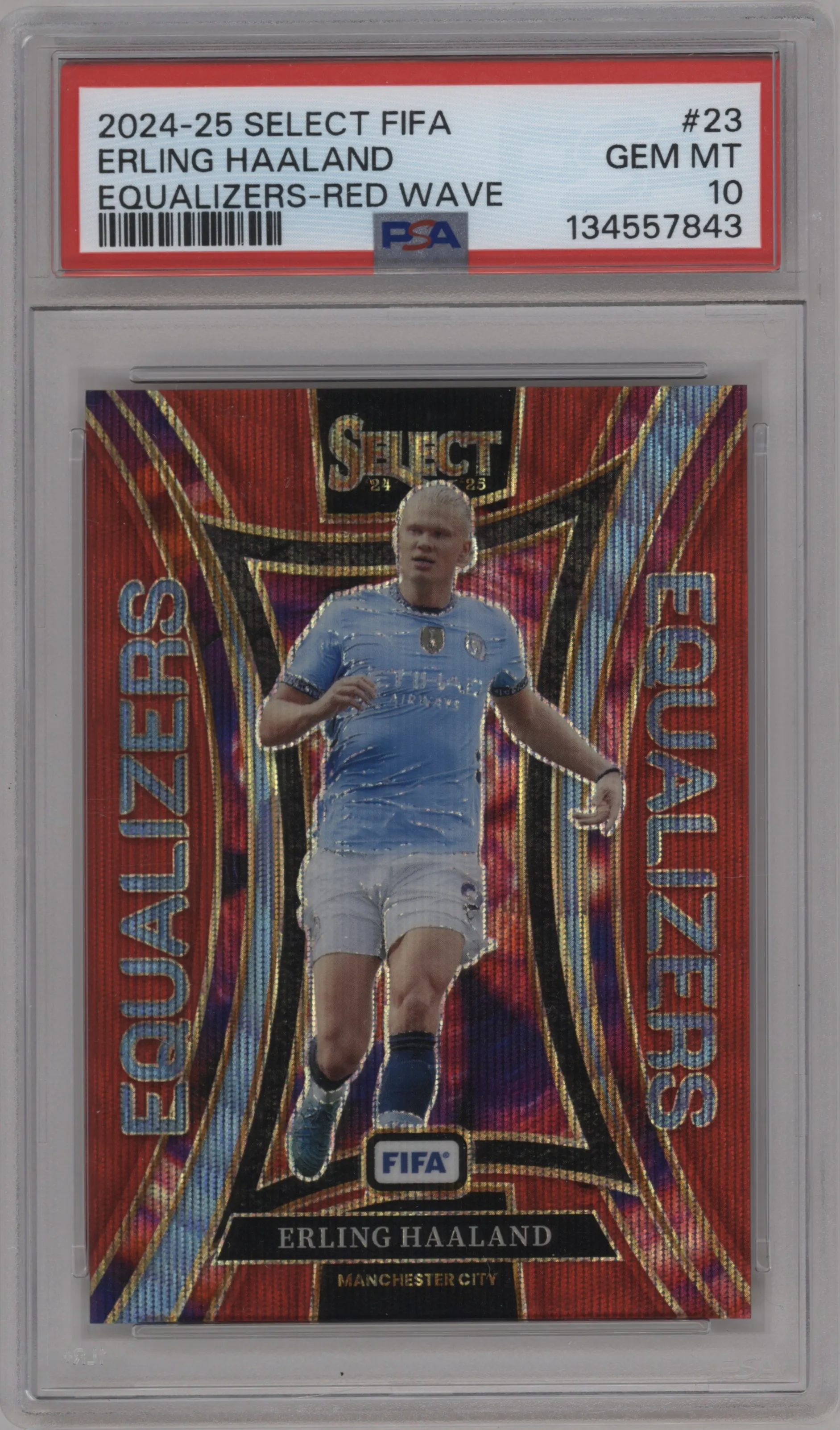 2024 Panini Select FIFA Equalizers Erling Haaland Red Wave PSA 10