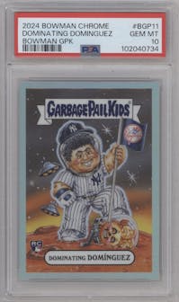Dominating Dominguez from the 2024 Bowman Chrome set graded by PSA and given an overall grade of 10.