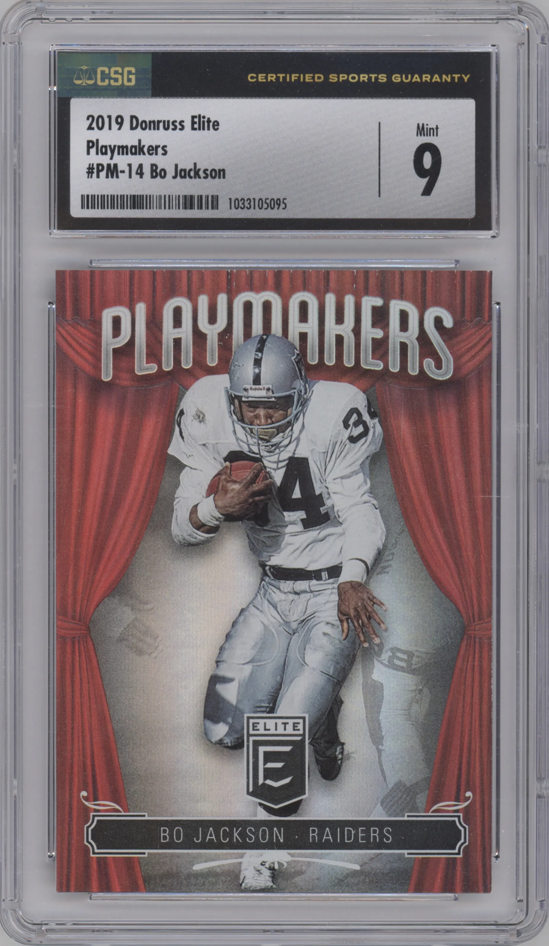 2019 Panini Donruss Elite Playmakers Bo Jackson #PM-14 CGC 9