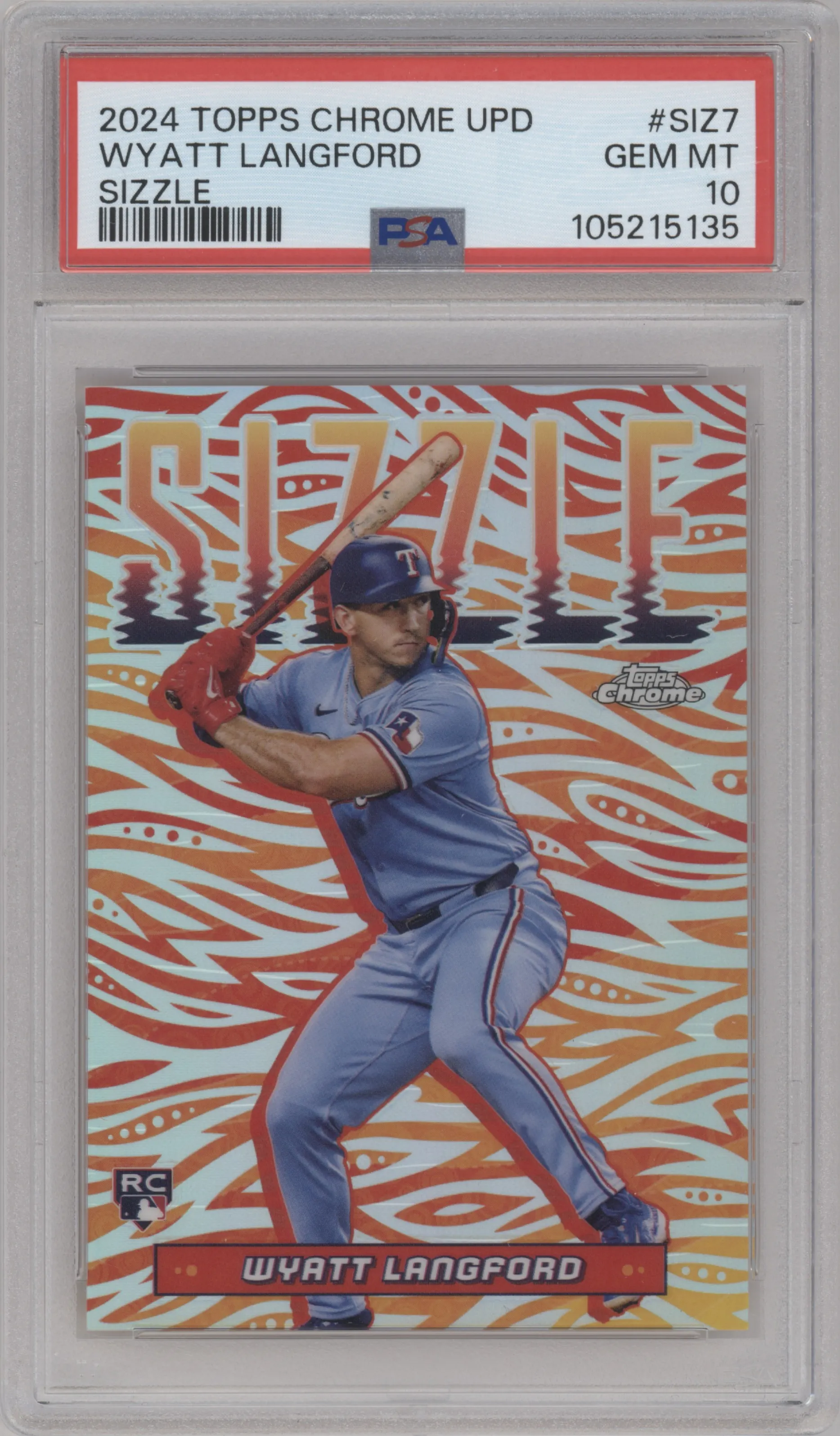 Wyatt Langford	 from the 2024 Topps Chrome Update set graded by PSA and given an overall grade of 10.
