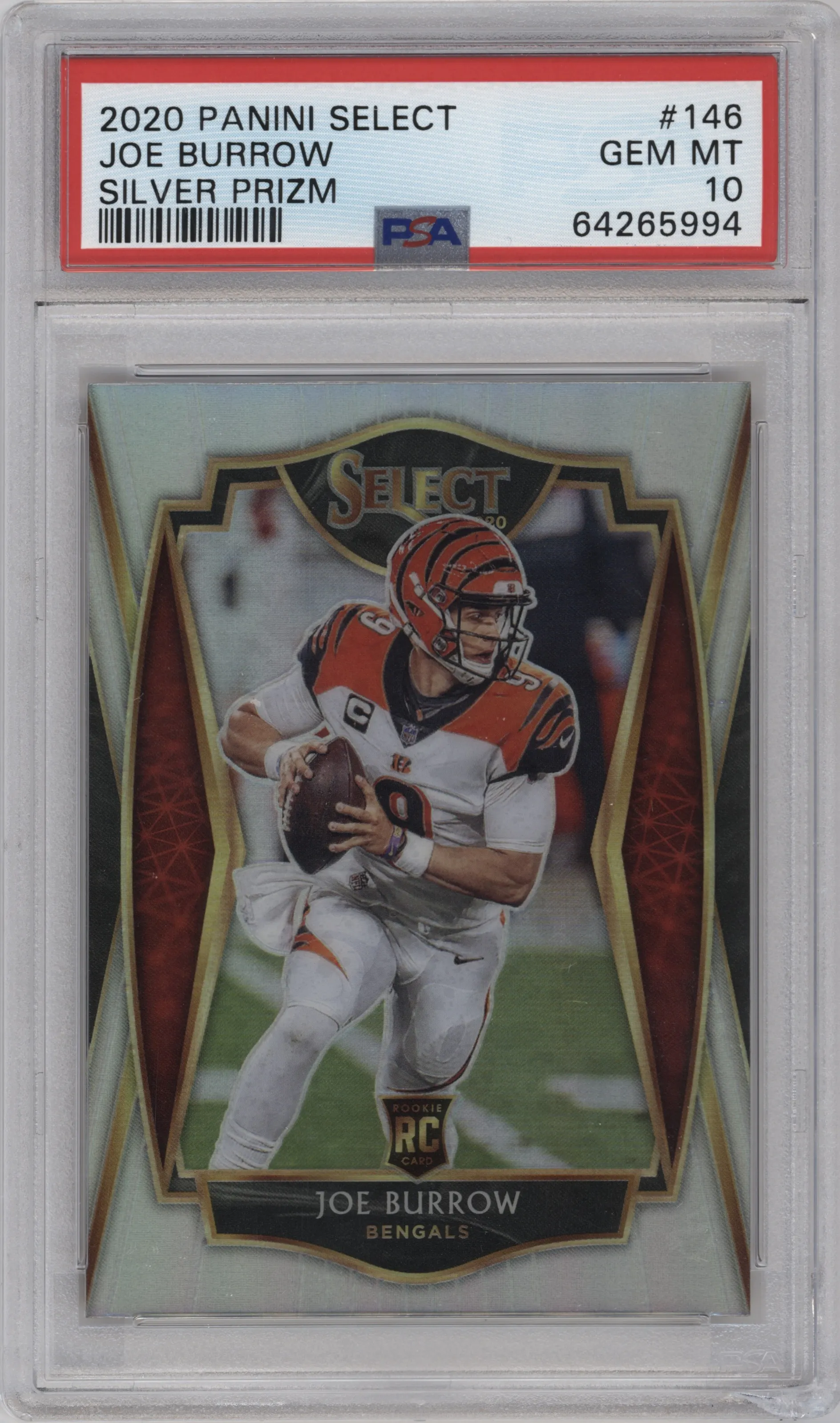 2020 Panini Select Pre.Lvl. Joe Burrow Silver Prizm #146 PSA 10