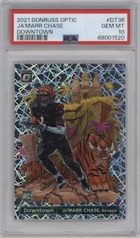 Ja'Marr Chase from the 2021 Panini Donruss Optic set graded by PSA and given an overall grade of 10.