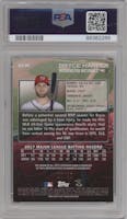 Bryce Harper from the 2018 Topps Stadium Club set featuring a Rainbow parallel graded by PSA and given an overall grade of 8.5.