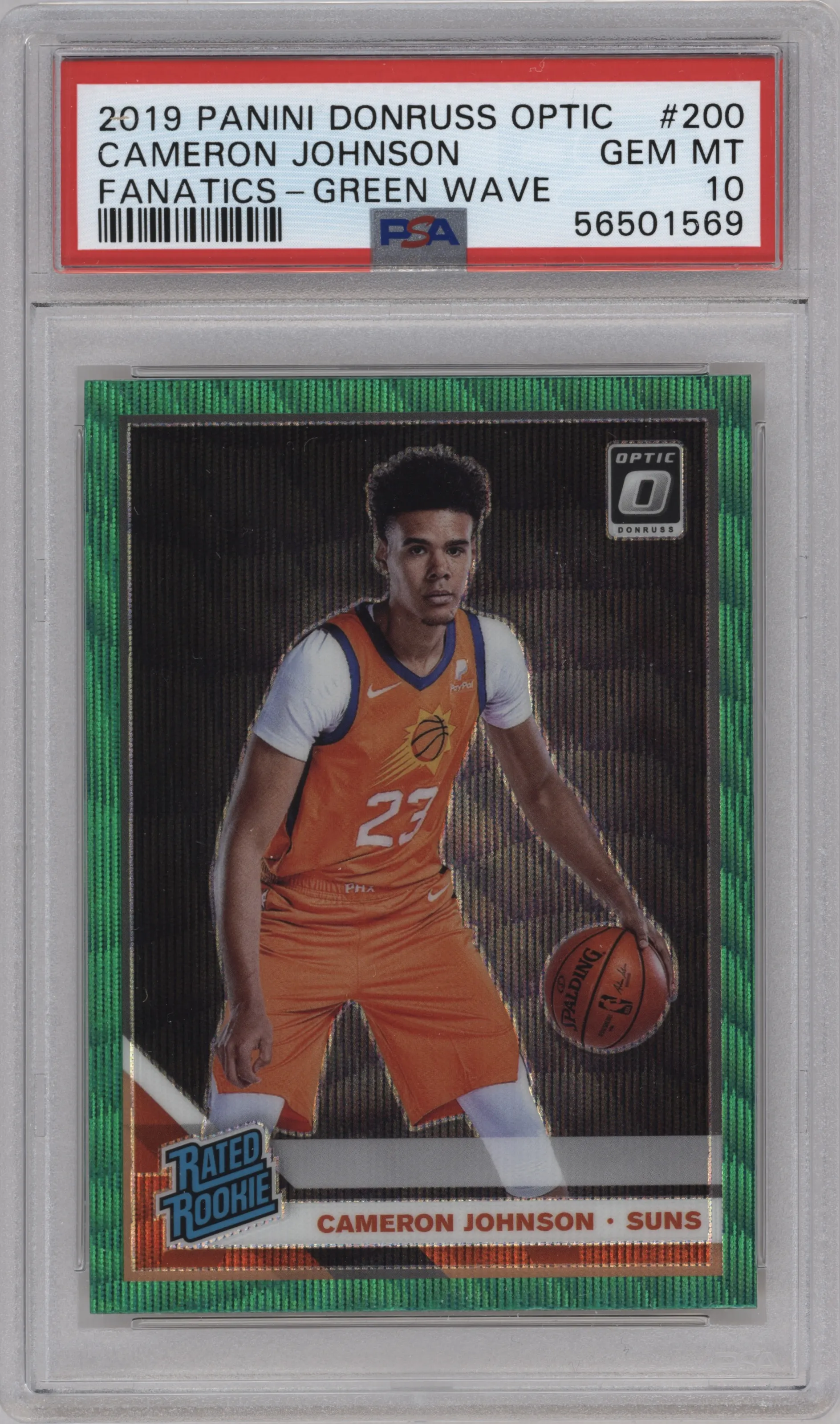 2019 Panini Donruss Optic Rated Rookie Cameron Johnson Fanatics Box Set Green Wave #200 PSA 10