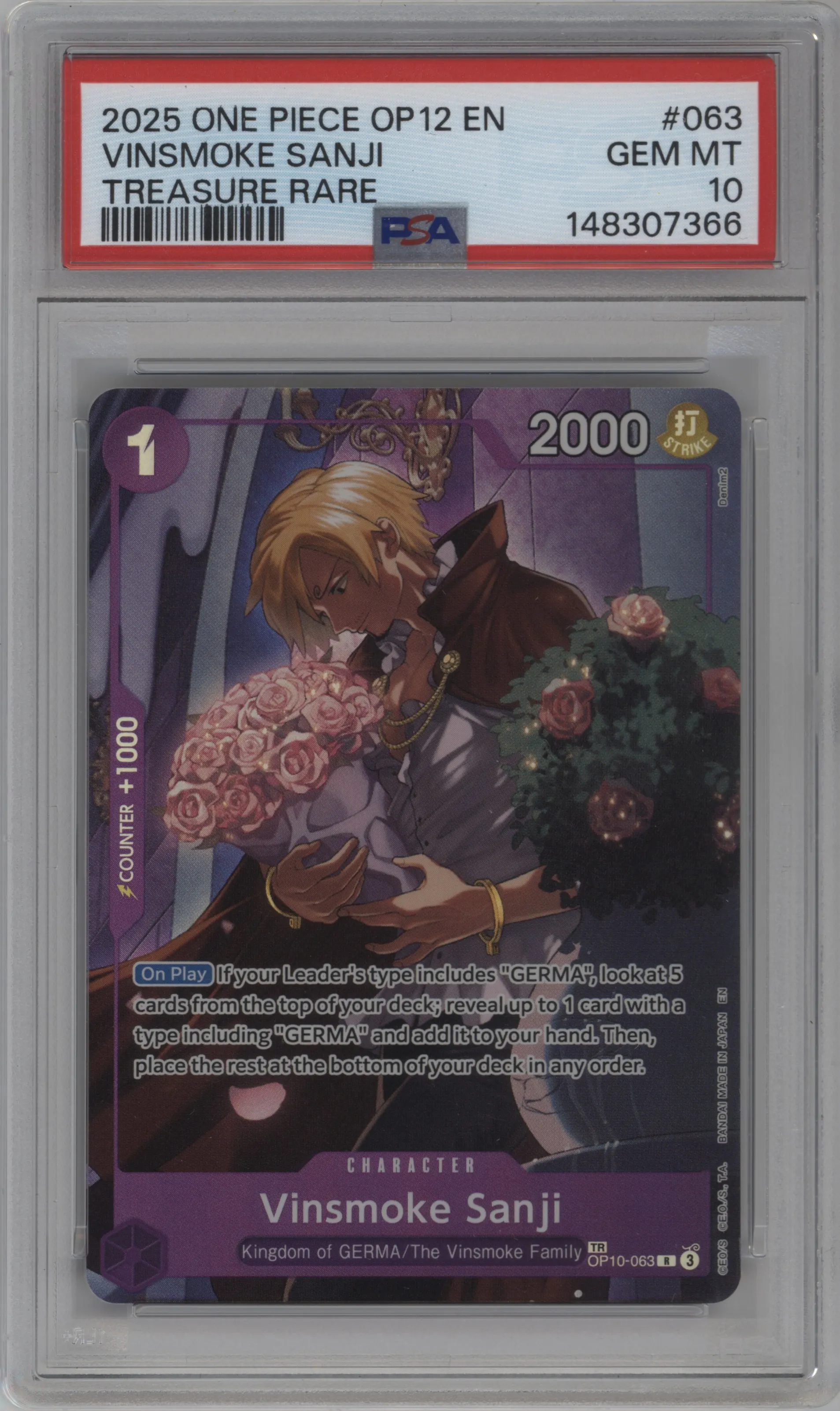 2025 One Piece Legacy of the Master Vinsmoke Sanji PSA 10