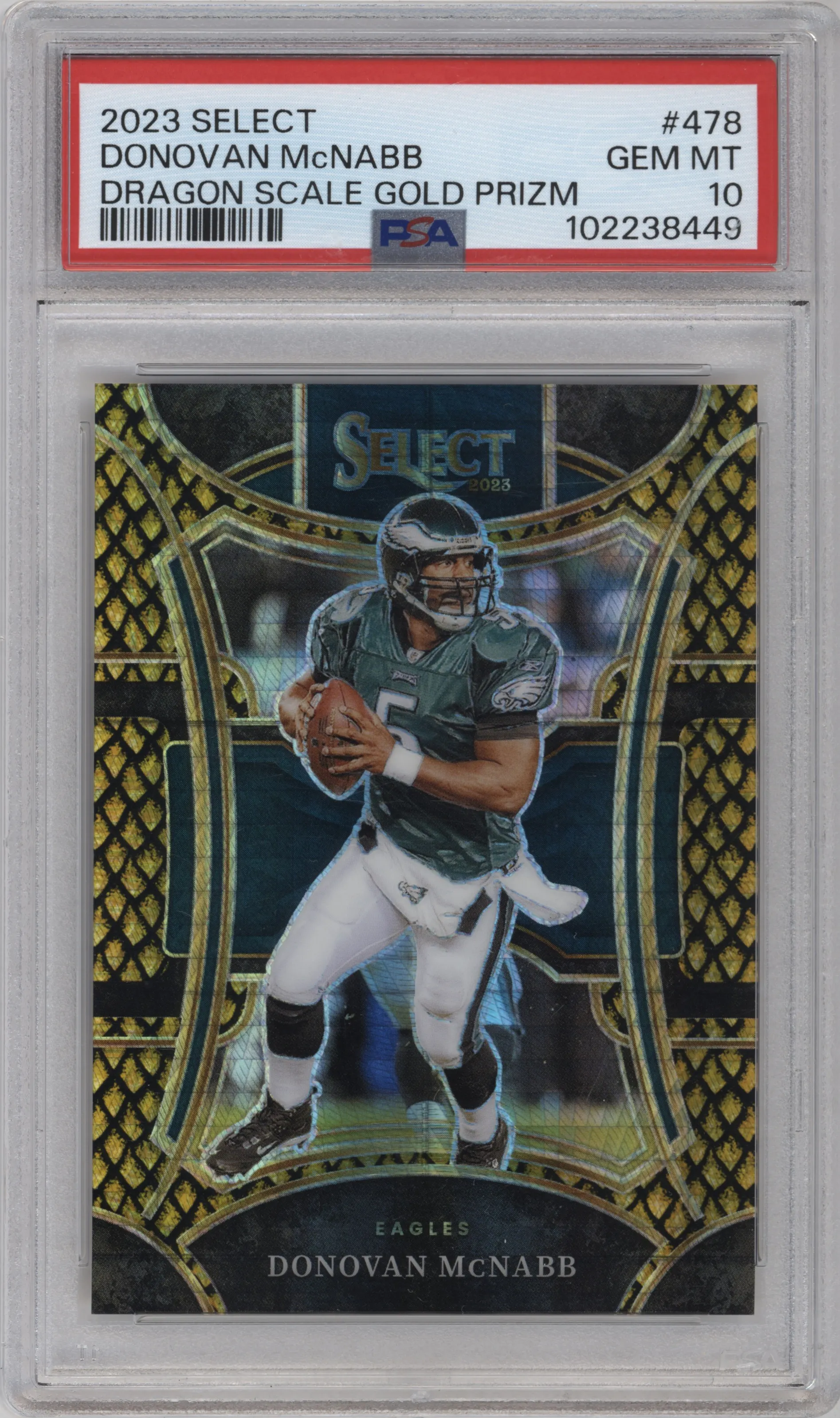 2023 Panini Select Suite Lvl. Donovan McNabb Gold Dragon Scale #478 PSA 10