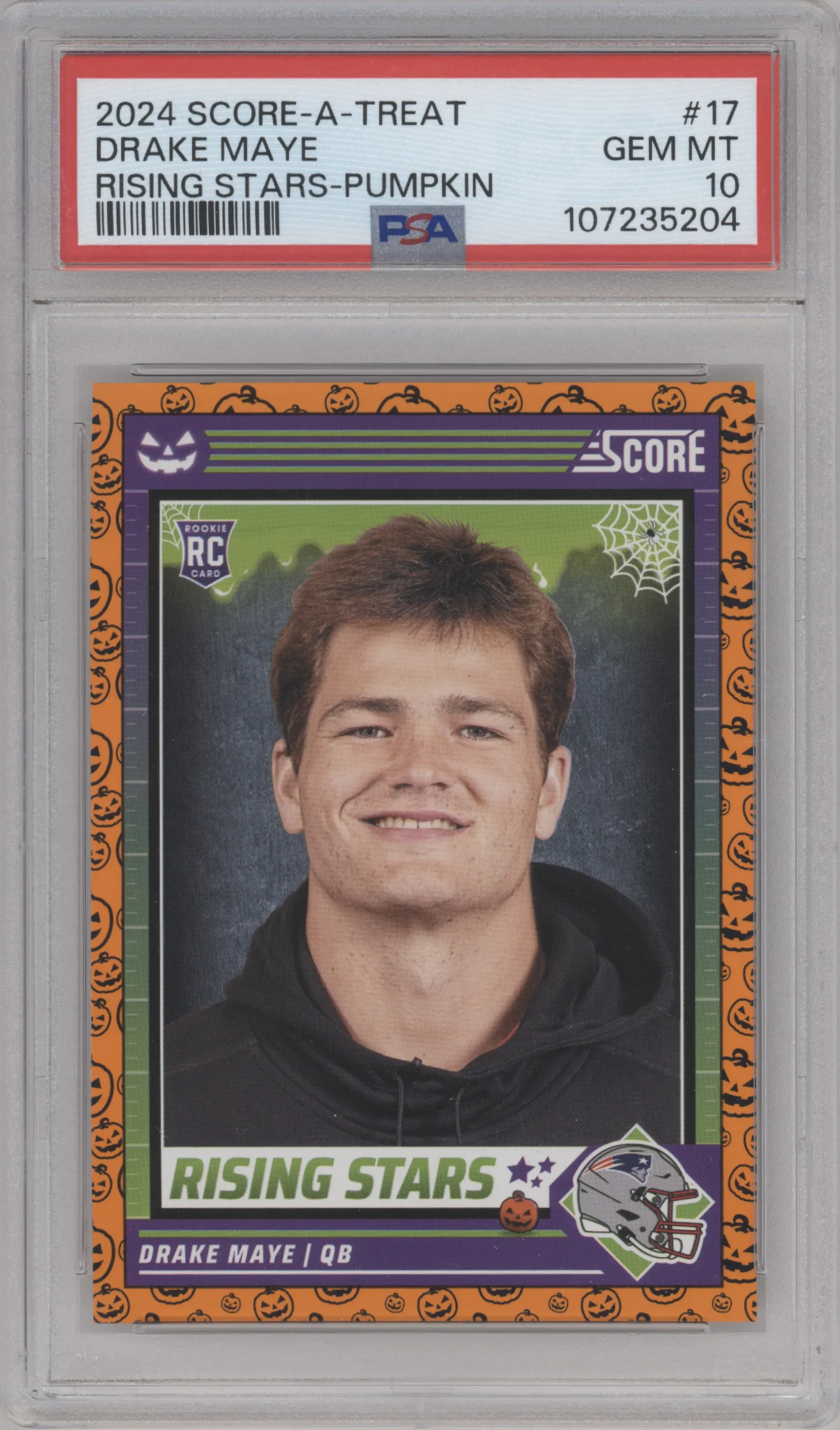 2024 Score-a-Treat Rising Stars Drake Maye Pumpkin #17 PSA 10