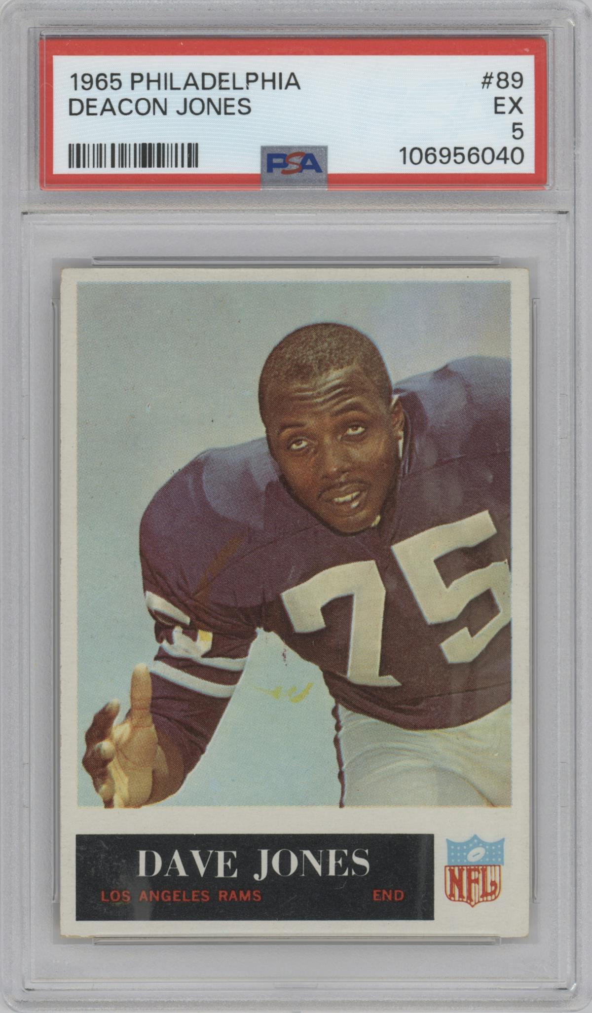 Dave Jones from the 1965 Philadelphia set graded by PSA and given an overall grade of 5.