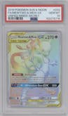 Mewtwo & Mew GX from the 2019 Pokemon S&M  set graded by PSA and given an overall grade of 10.