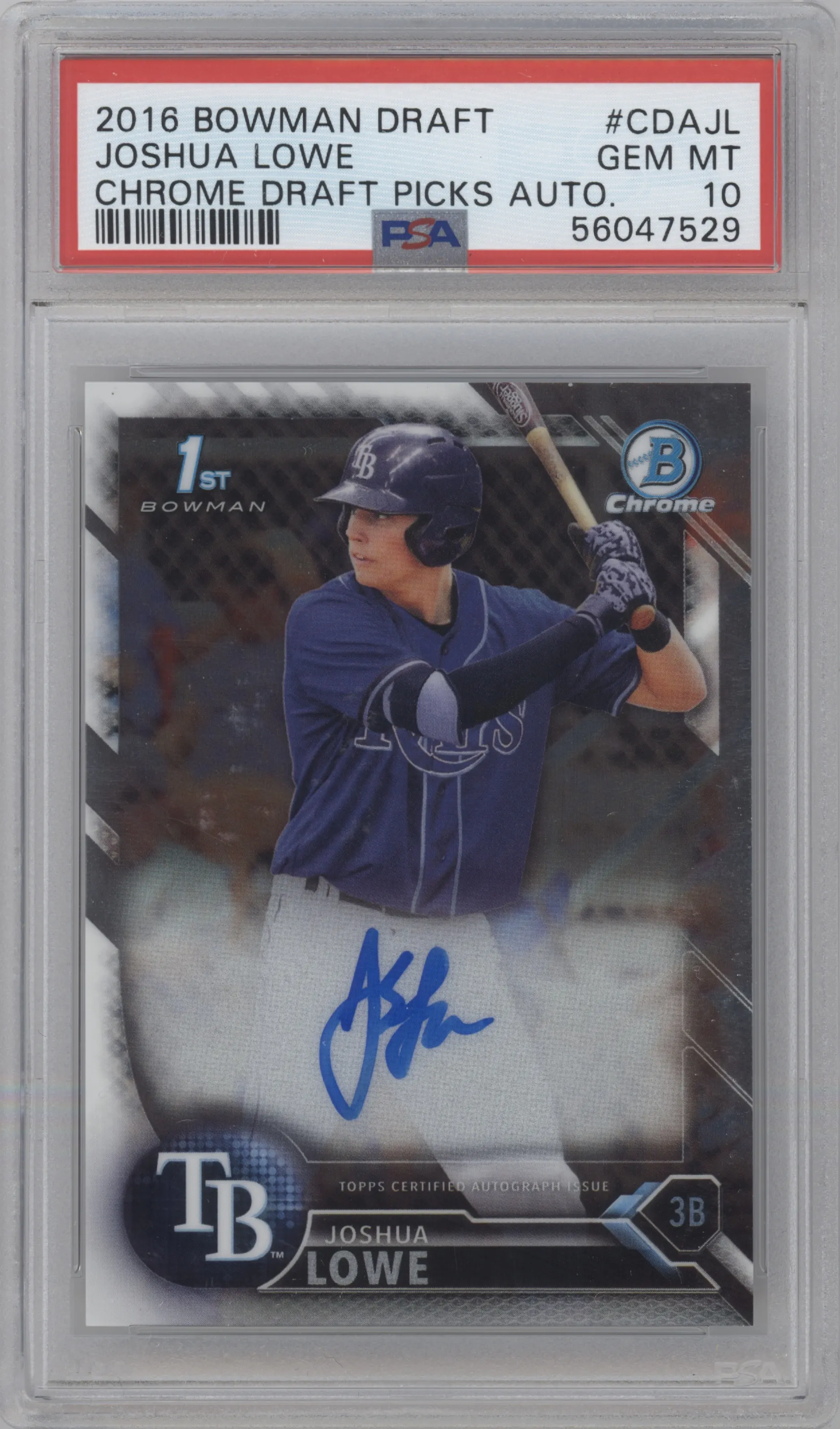 2016 Bowman Draft Chr.Auto Joshua Lowe PSA 10