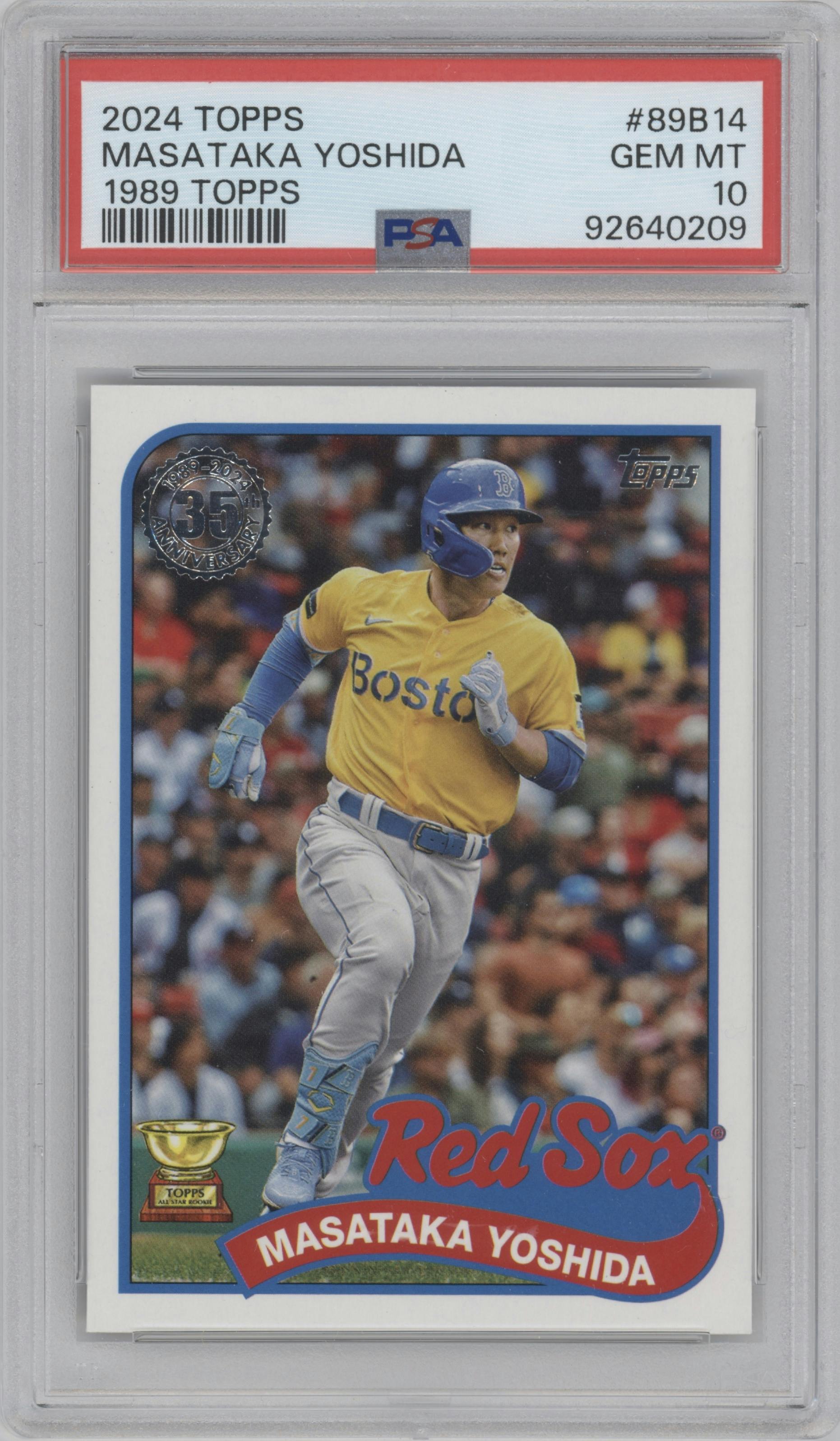 Masataka Yoshida from the 2024 Topps  set graded by PSA and given an overall grade of 10.