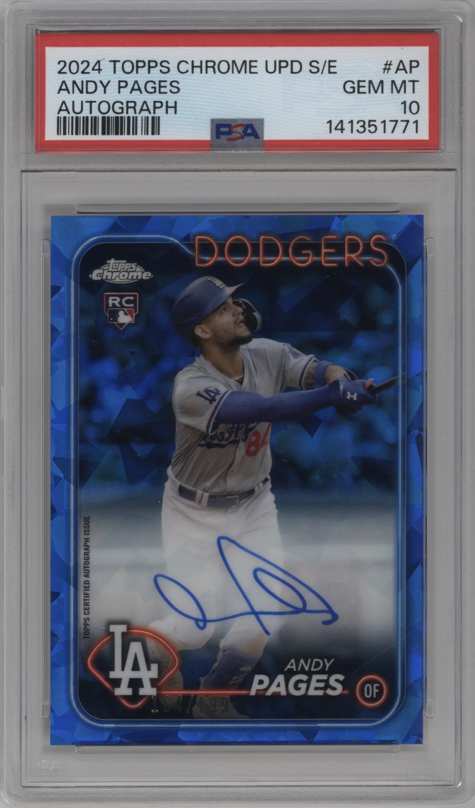 2024 Topps Chrome Update Sapphire Edition Auto Andy Pages #USA-AP PSA 10