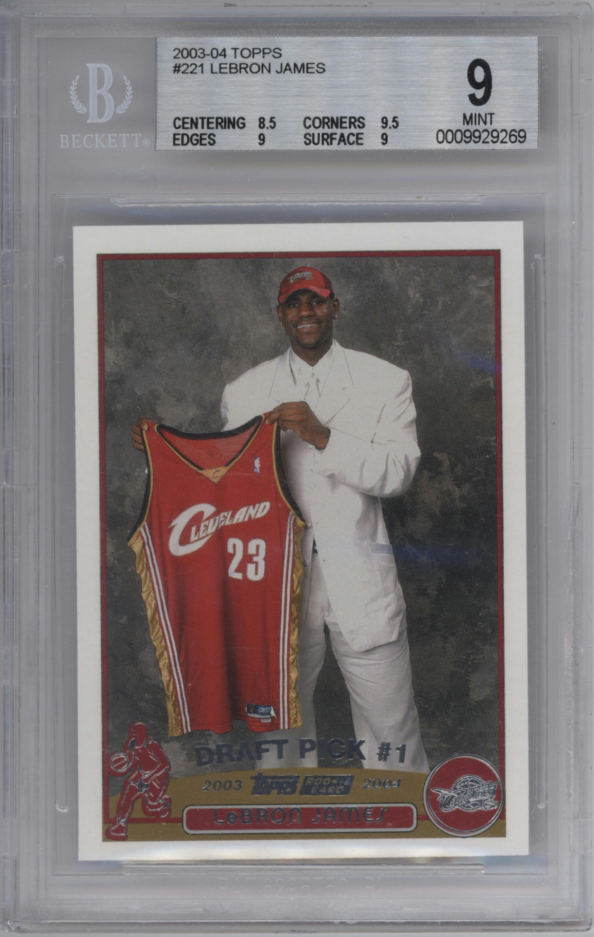 LeBron James from the 2003-04 Topps set graded by Beckett and given an overall grade of 9.