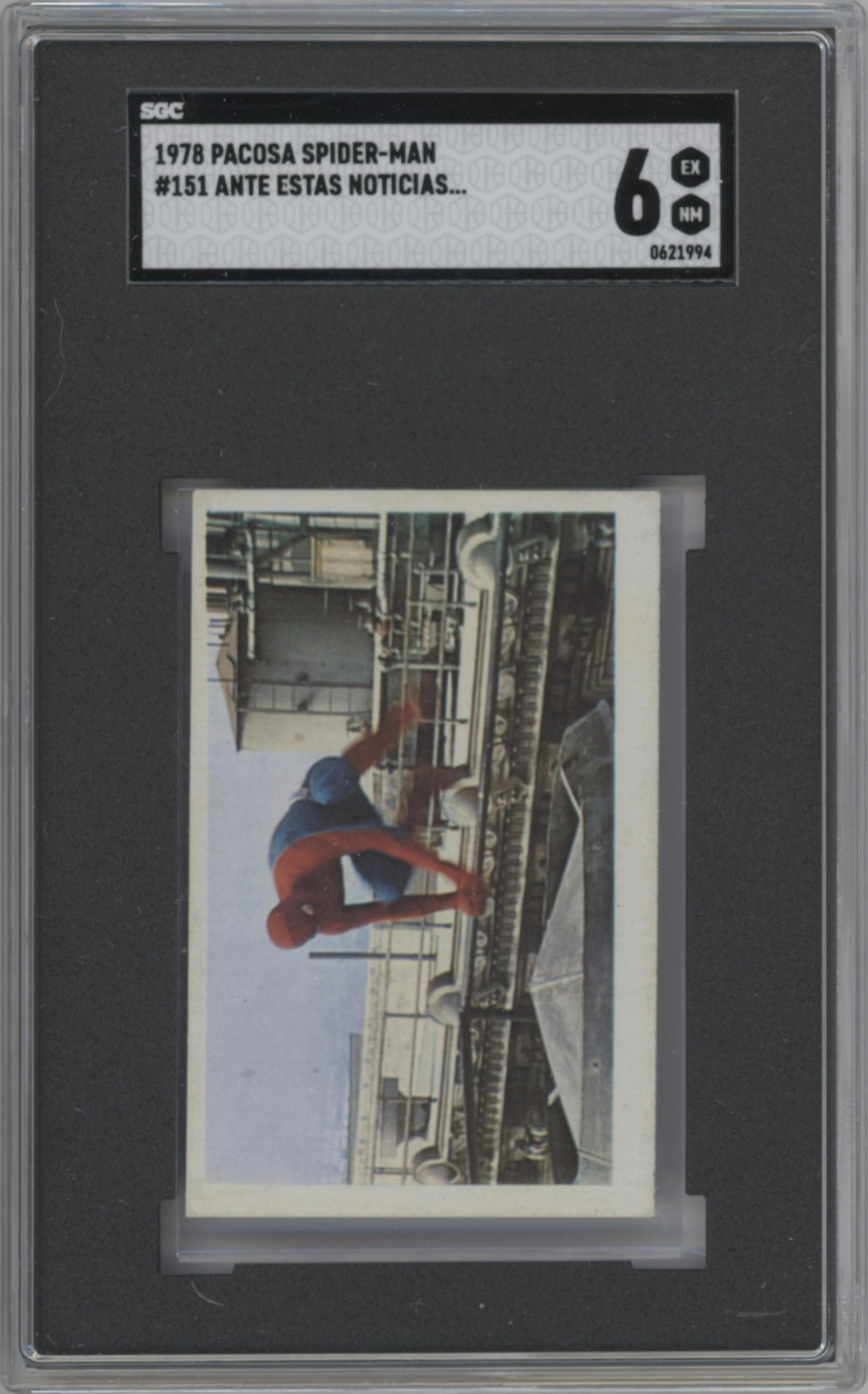Spider-Man from the 1978 Pacosa Dos Spider-Man set graded by SGC and given an overall grade of 6.