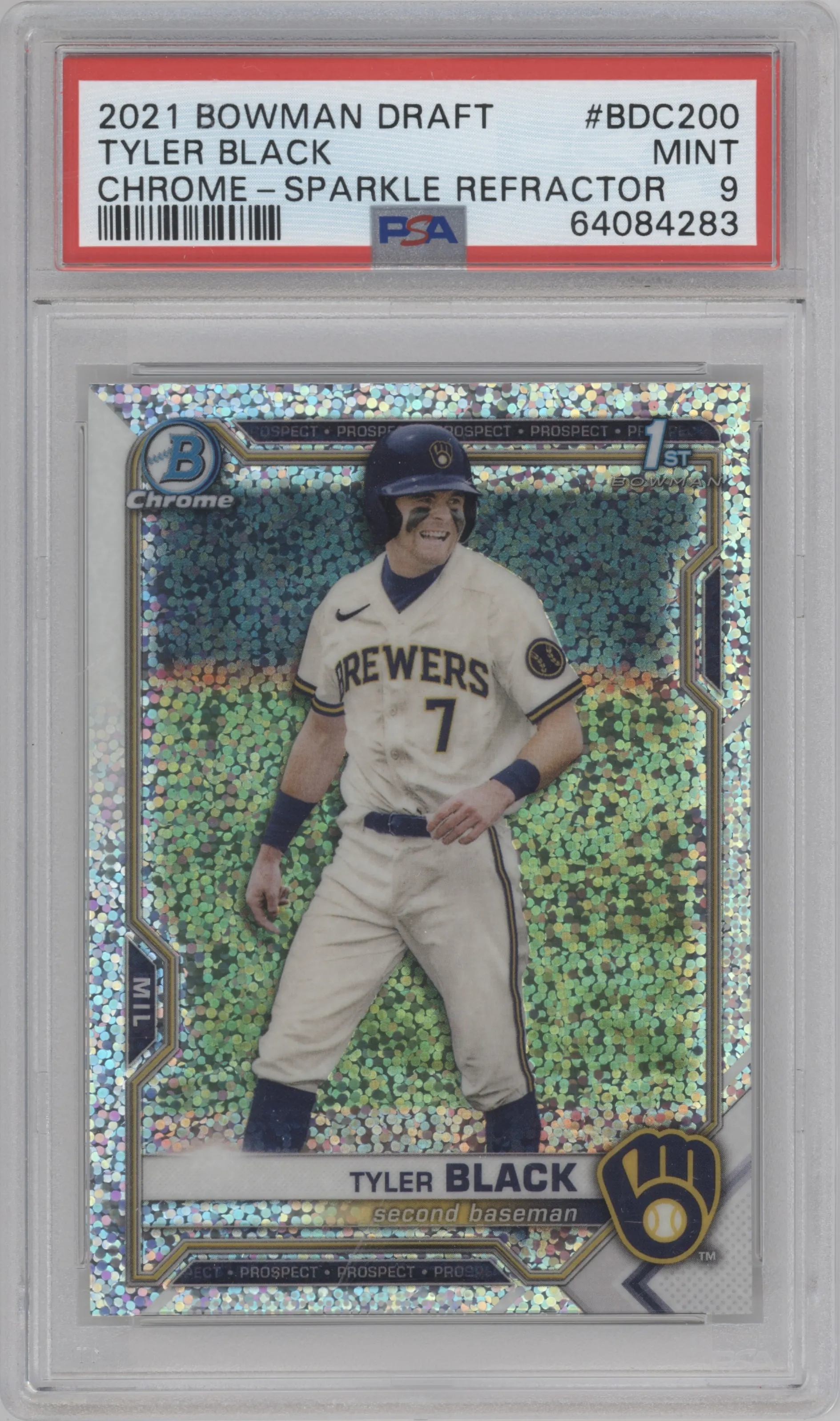 2021 Bowman Draft Chrome Tyler Black Sparkle Refractor PSA 9