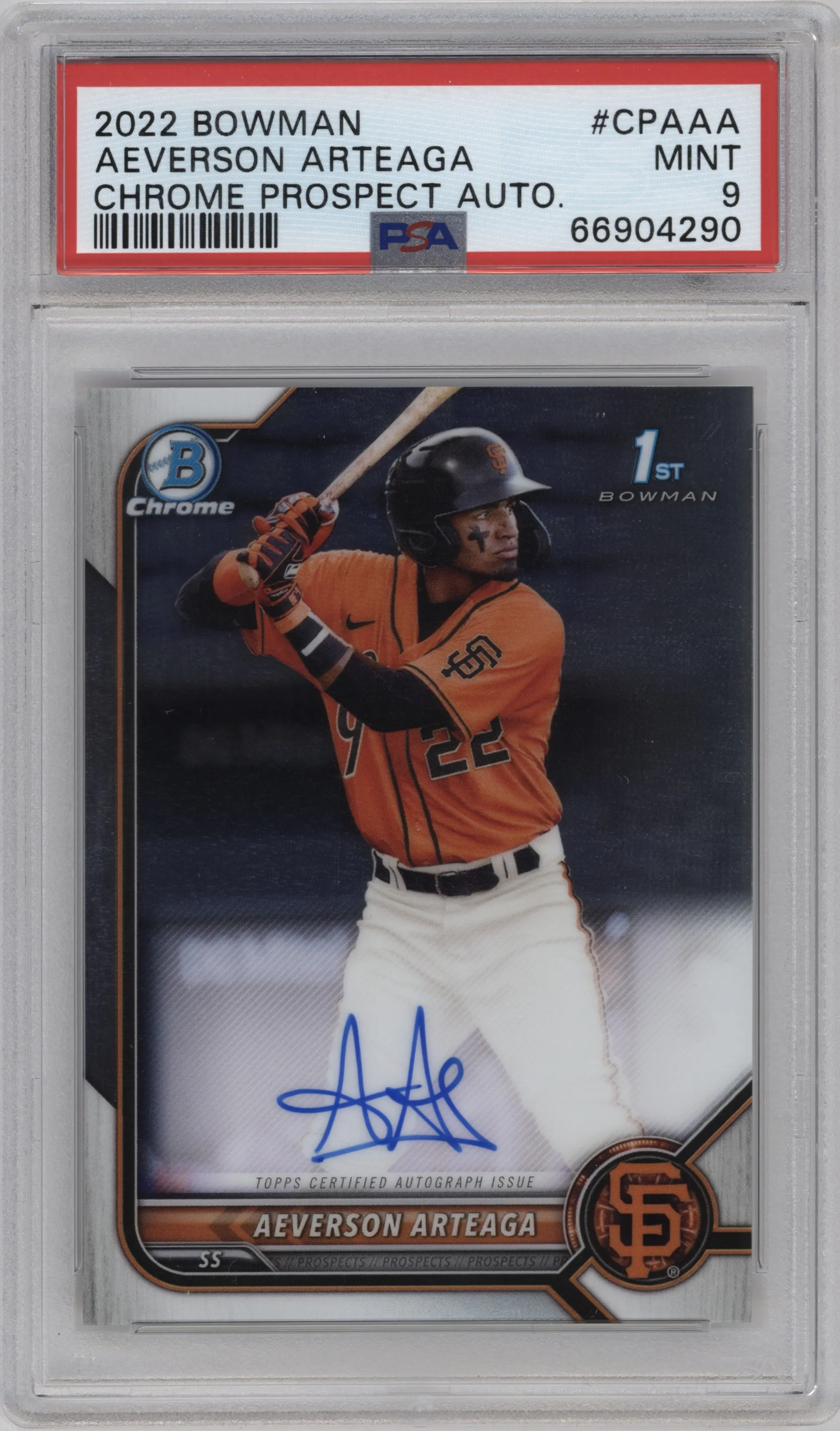 2022 Bowman Chr.Pros.Auto Aeverson Arteaga #CPA-AA PSA 9
