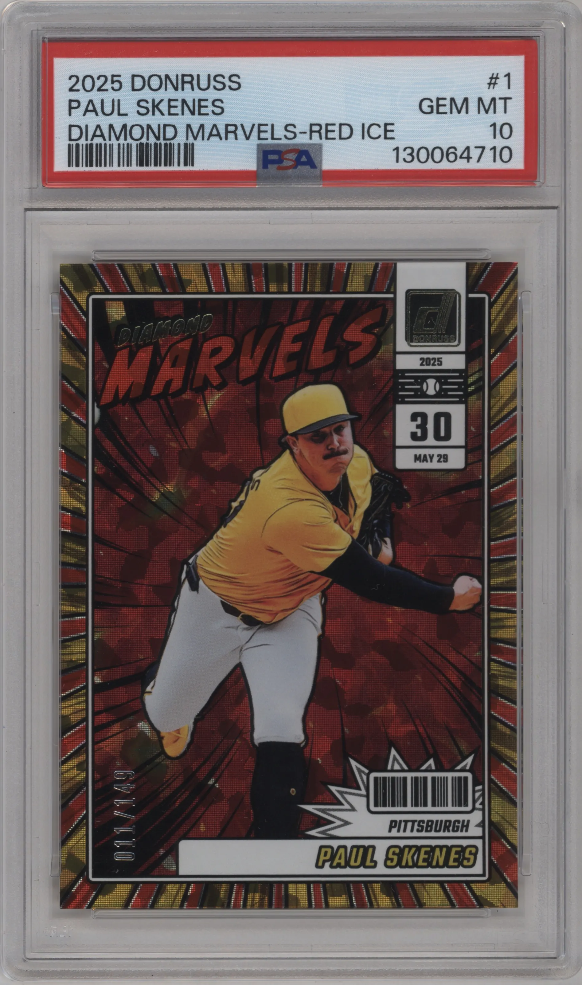 2025 Donruss Diamond Marvels Paul Skenes Red Ice #1 PSA 10