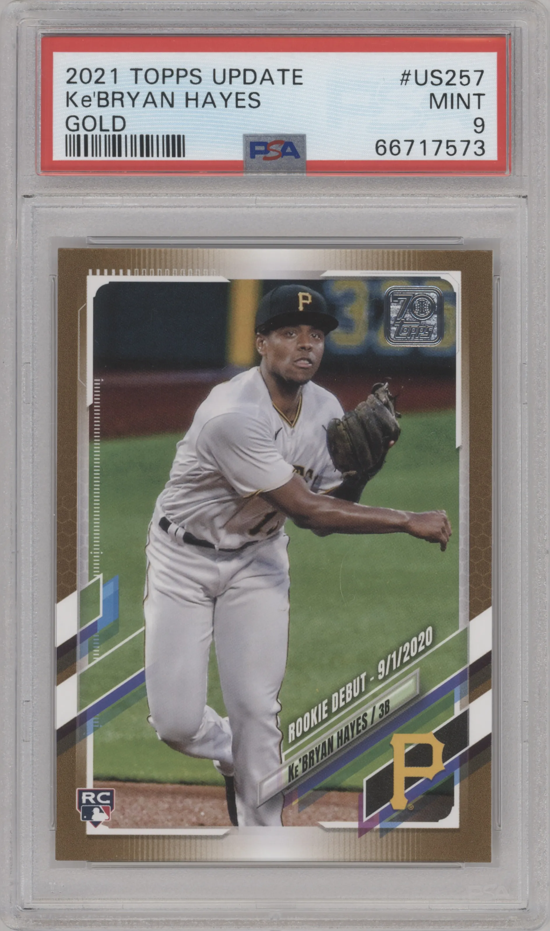 2021 Topps Update Ke'Bryan Hayes Gold PSA 9