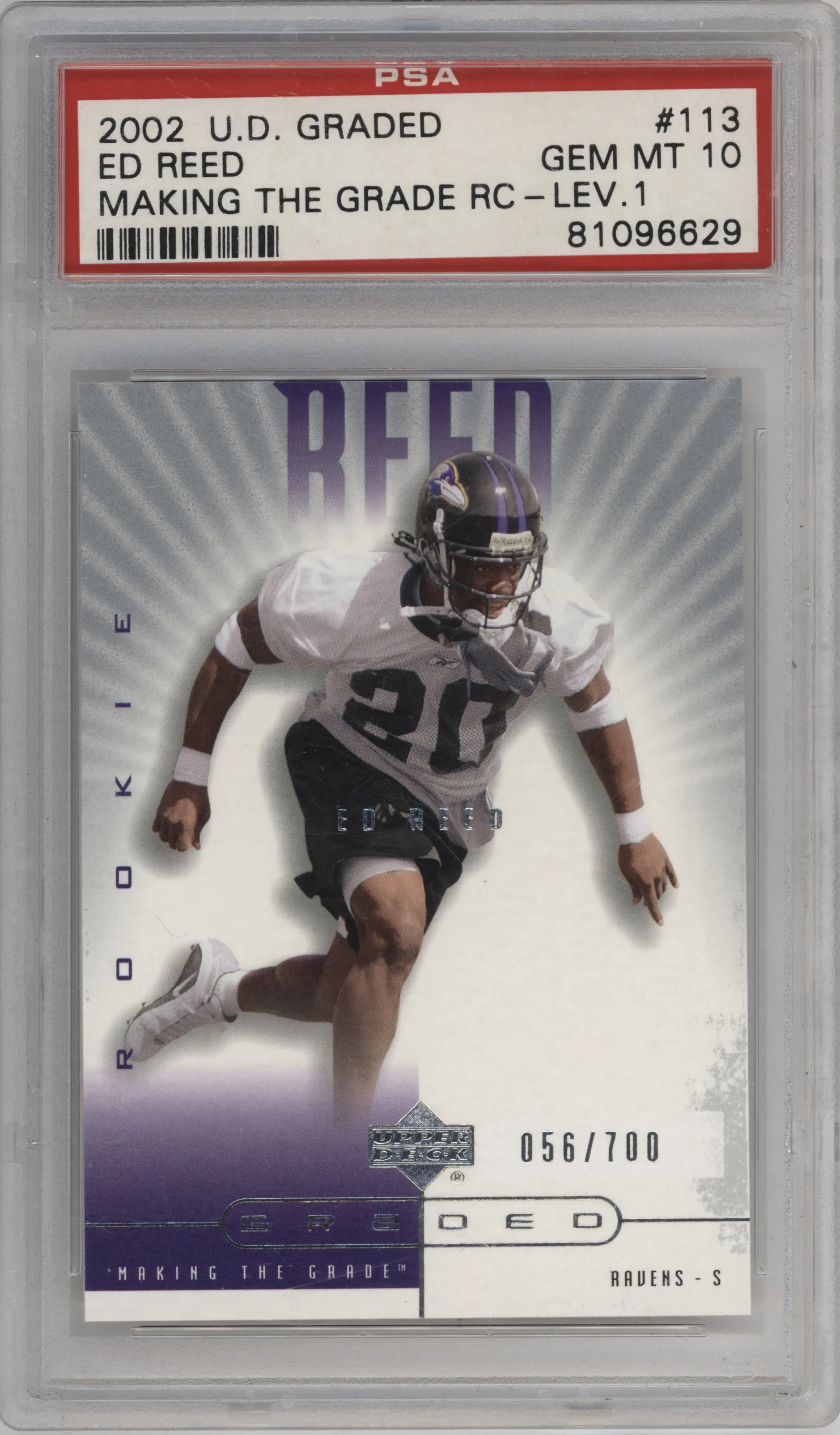 2002 Upper Deck Graded Ed Reed #113 PSA 10