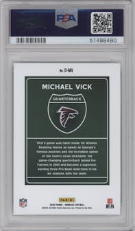 Michael Vick from the 2020 Panini Donruss set graded by PSA and given an overall grade of 10.