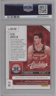 Deni Avdija from the 2020-21 Panini Absolute Memorabilia set featuring a Level 2 parallel graded by PSA and given an overall grade of 9.