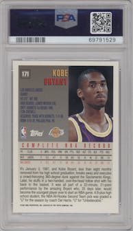 Kobe Bryant from the 1997-98 Topps  set graded by PSA and given an overall grade of 9.