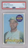 Reggie Jackson from the 1969 Topps set graded by PSA and given an overall grade of 7.